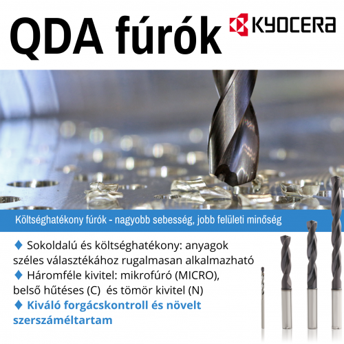 KYOCERA QDA tömör keményfém fúrócsalád